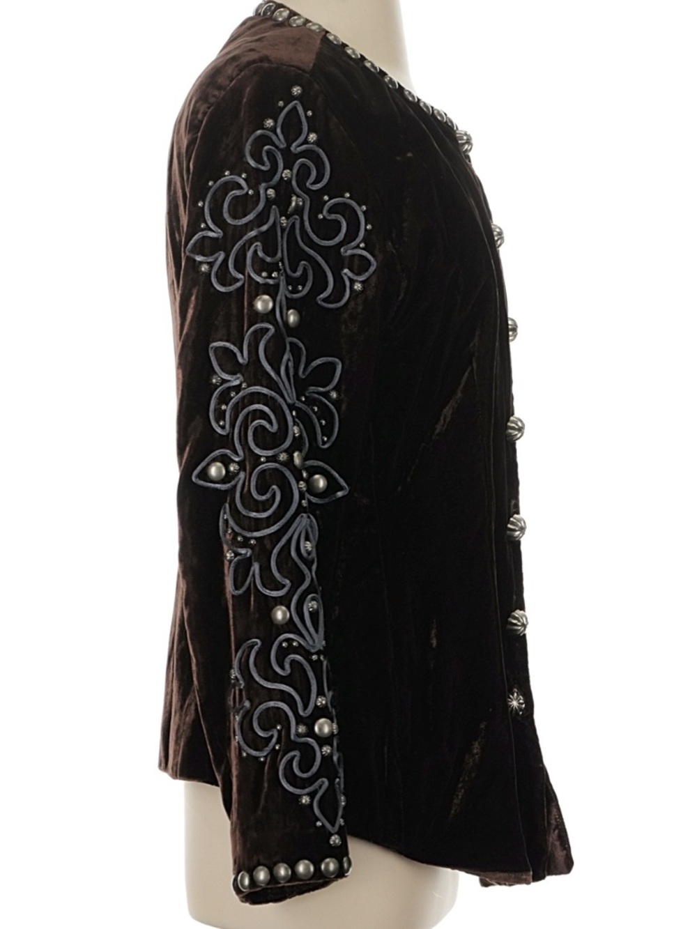 Double D Ranch Deep Brown Plum Velvet Jacket Silver Conchos Size S rodeo ranch - Picture 6 of 6